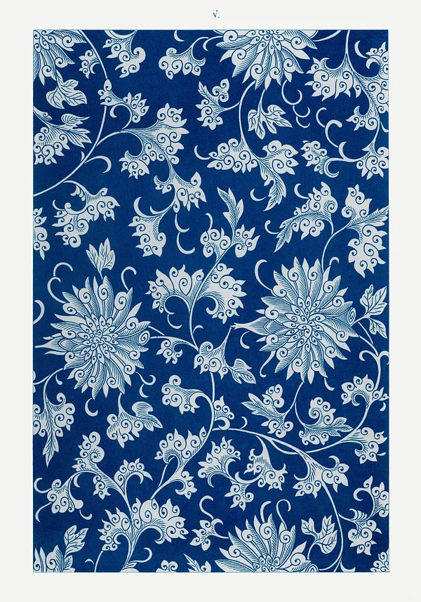 Niebieski ornament kwiatowy