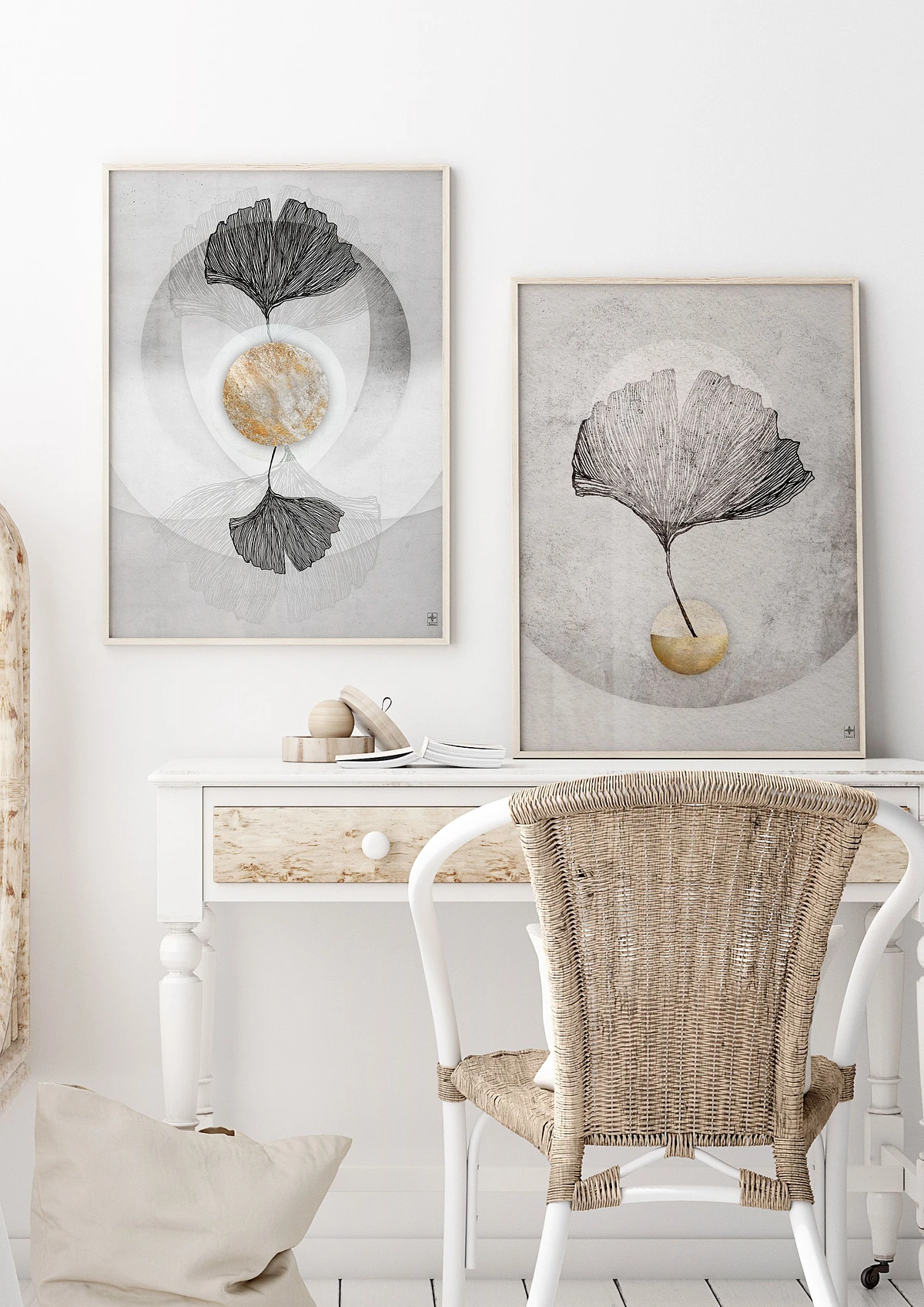 Czarno białe liście z odrobiną koloru