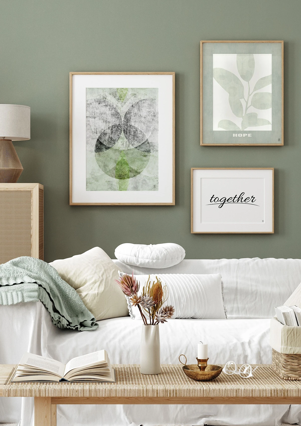 Szałwiowy zestaw z napisem