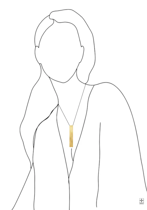 Czarny Zarys Kobiety ze Złotym Naszyjnikiem