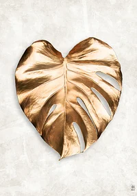 Złoty Liść Monstery - Plakat Botaniczny na Jasnym Tle