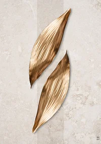 Złote Liście na Jasnym Tle - Plakat Botaniczny