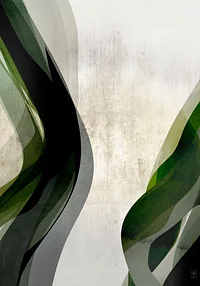 Abstrakcja z Zielonymi Falami: Plakat Artystyczny