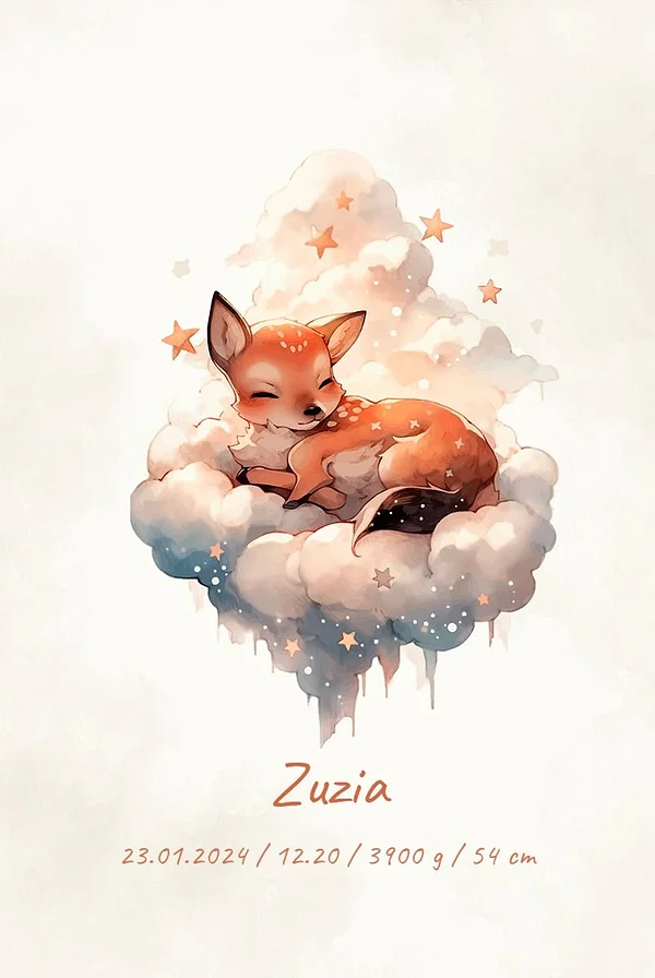 Metryczka - Sarenka na chmurce