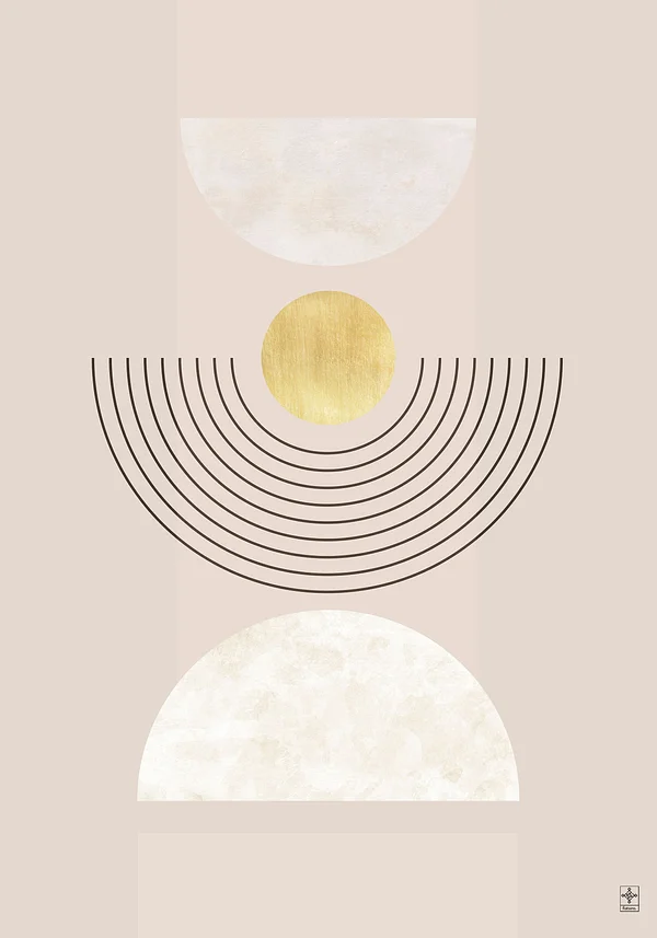 Złoto w Minimalizmie: Abstrakcyjna Geometria na Jasnym Tle