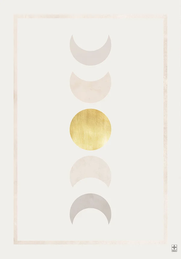 Fazy Księżyca: Minimalistyczna Magia na Jasnym Tle