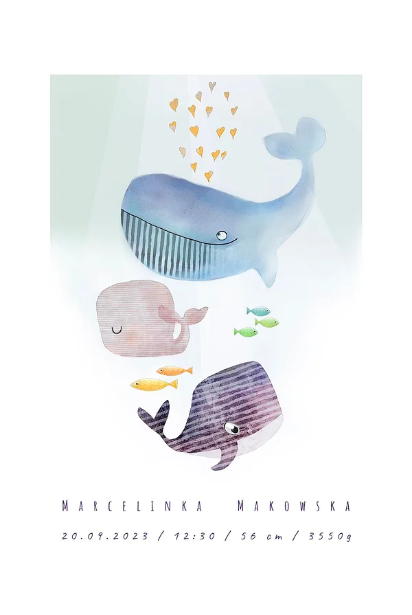 Metryczka - kolorowe rybki